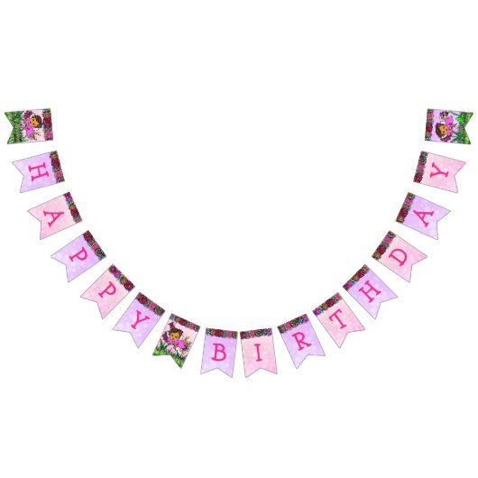 Happy Birthday Paarse Sprookjesbanner Vlaggetjes (Alle)