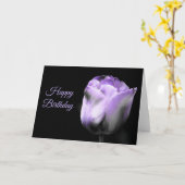 Happy Birthday Paarse Tulp *customize* Kaart (Gele Bloem)