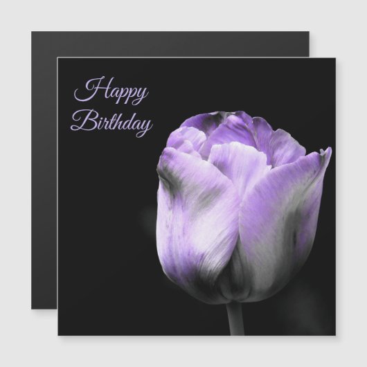 Happy Birthday Paarse Tulp *customize-personalize (Voorkant / Achterkant)