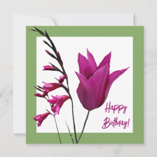 Happy Birthday paarse tulp minimalistisch trendy s Kaart