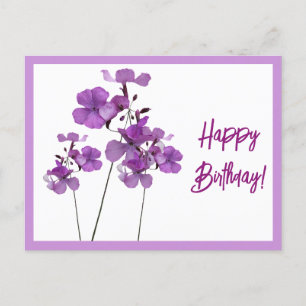 Happy Birthday  paarse wilde bloemen Briefkaart