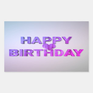 Happy Birthday Paarse Wooden Cutout met hart Rechthoekige Sticker