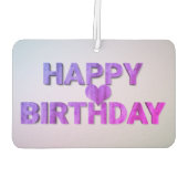 Happy Birthday Paarse Wooden Cutout met hartwagen Luchtverfrisser (Achterkant)