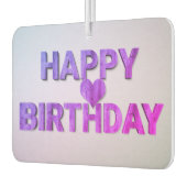 Happy Birthday Paarse Wooden Cutout met hartwagen Luchtverfrisser (Links)