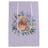 Happy Birthday Paast Bunny Paarse Florals Medium Cadeauzakje (Achterkant)