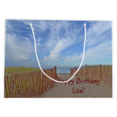 Happy Birthday pad naar strand Groot Cadeauzakje (Achterkant)