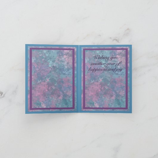 Happy Birthday Paint Splatter Blue Paars neutraal Kaart (Binnen)