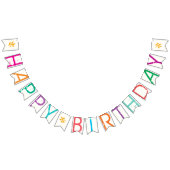 HAPPY BIRTHDAY Paint Splatter Effect Tekst op Wit Vlaggetjes (Alle)