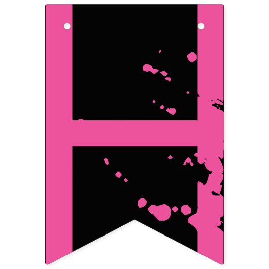 HAPPY BIRTHDAY Paint Splatter Effect Tekst op Zwar Vlaggetjes (Tweede vlag)