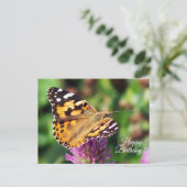 Happy Birthday Painted Lady Butterfly Briefkaart (Staand voorkant)