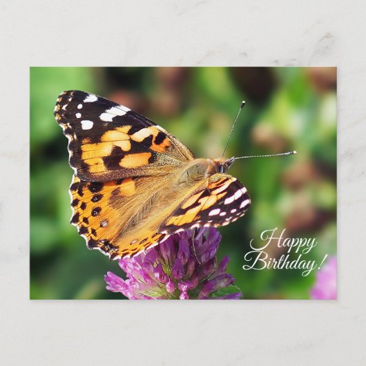 Happy Birthday Painted Lady Butterfly Briefkaart (Voorkant)