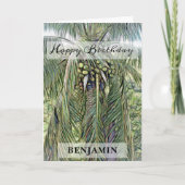 Happy Birthday Palm Trees Natuur Mannen personalis Kaart (Voorkant)
