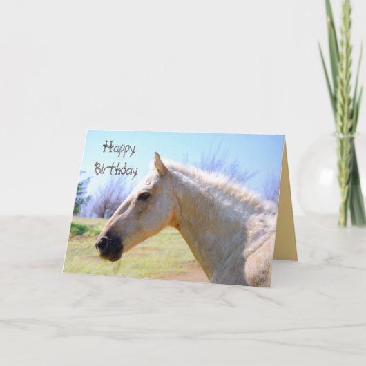 Happy Birthday Palomino Horse Kaart (Voorkant)