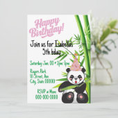Happy Birthday Panda - Aanpasbare uitnodiging (Staand voorkant)
