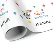 Happy birthday Panda beer wit Cadeaupapier (Rol Hoek)