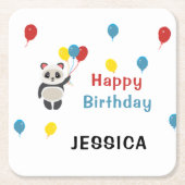 Happy birthday Panda beer wit Kartonnen Onderzetters (Voorkant)