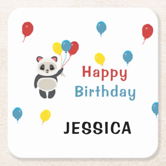 Happy birthday Panda beer wit Kartonnen Onderzetters (Voorkant)