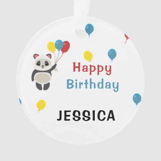 Happy birthday Panda beer wit Ornament (voorkant)