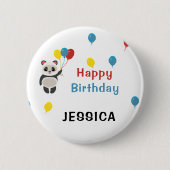 Happy birthday Panda beer wit Ronde Button 5,7 Cm (Voorkant)