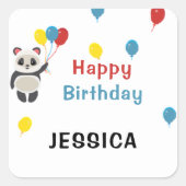 Happy birthday Panda beer wit Vierkante Sticker (Voorkant)