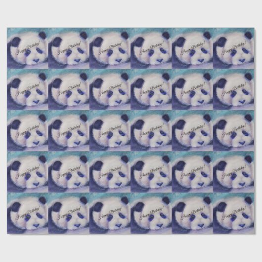 Happy Birthday Panda Cadeaupapier (Vlak)