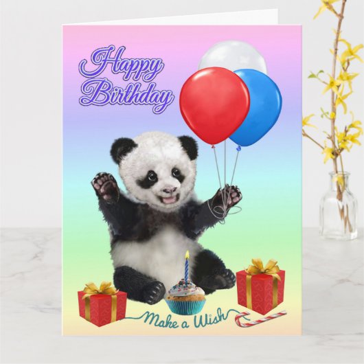 HAPPY BIRTHDAY PANDA KAART (Gele Bloem)