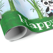 Happy Birthday Panda Party Cadeaupapier (Rol Hoek)