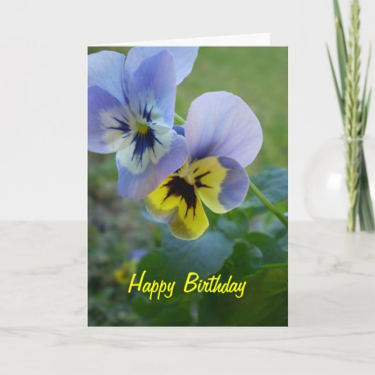 Happy Birthday Pansies Kaart (Voorkant)