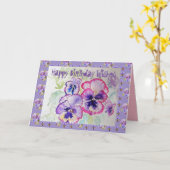 Happy Birthday Pansies Waterverf Greetings Kaart (Gele Bloem)