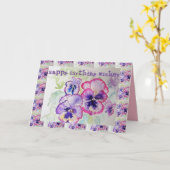 Happy Birthday Pansies Waterverf Greetings Kaart (Gele Bloem)
