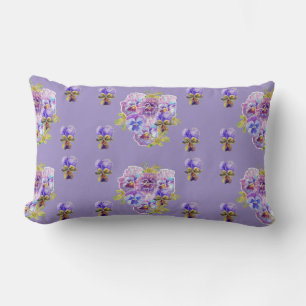 Happy Birthday Pansy floral dames Lavender Lila Kussen