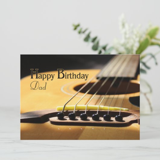 Happy Birthday Pap Aoustic Guitar Aankondiging (Staand voorkant)