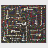  Happy Birthday Pap  Guitar Cadeaupapier (Vlak)