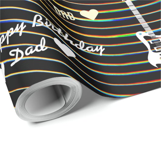  Happy Birthday Pap  Guitar Cadeaupapier (Rol Hoek)