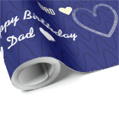 Happy Birthday Pap Navy Dark Hearts Cadeaupapier (Rol Hoek)