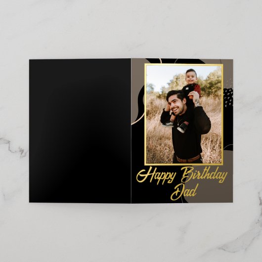 Happy Birthday Pap Persoonlijke foto Modern Folie Wenskaart (Buiten Laag)