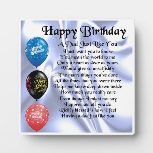 Happy Birthday Pap Poem Plaque Fotoplaat (Voorkant)