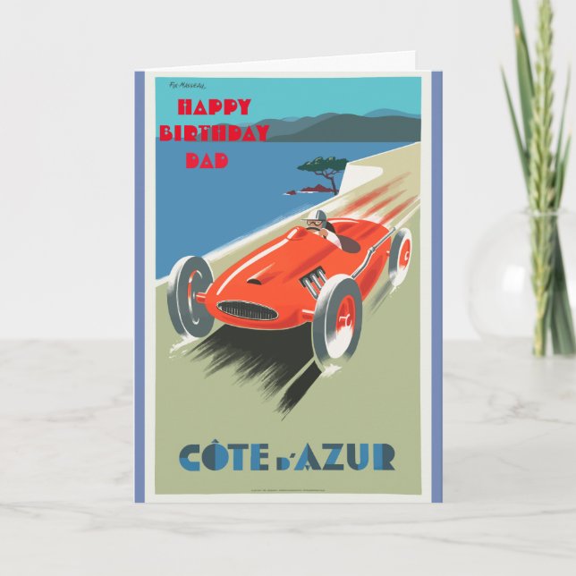 Happy Birthday Pap  racewagen Kaart (Voorkant)