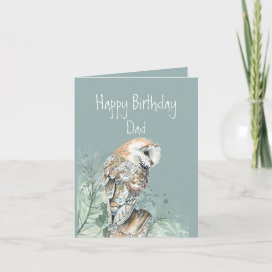 Happy Birthday Pap Vader Barn Owl Holiday Card Feestdagen Kaart (Voorkant)