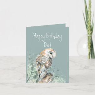 Happy Birthday Pap Vader Barn Owl Holiday Card Feestdagen Kaart