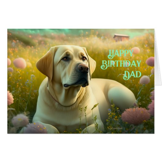 Happy Birthday Papa Animal Dog Schattige Lab (Voorkant Horizontaal)
