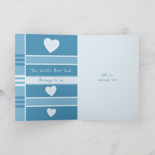 Happy Birthday Papa blauwe fotogroet Kaart (Binnen)