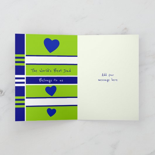 Happy Birthday Papa blauwe groene fotogroet Kaart (Binnen)