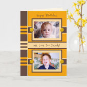 Happy Birthday Papa bruin oranje fotogroet Kaart (Gele Bloem)