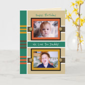 Happy Birthday Papa bruine groene fotogroet Kaart (Gele Bloem)