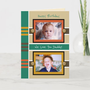 Happy Birthday Papa bruine groene fotogroet Kaart