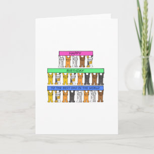 Happy Birthday Papa Cartoon Katten met Banners Kaart