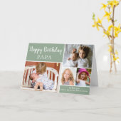 Happy Birthday PAPA Photo Collage Green Card Kaart (Gele Bloem)