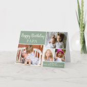 Happy Birthday PAPA Photo Collage Green Card Kaart (Voorkant)