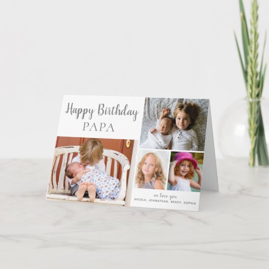 Happy Birthday PAPA Photo Collage Kaart (Voorkant)